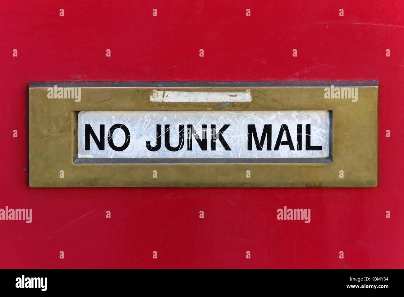 Door with a no junk mail slot Stock Photo