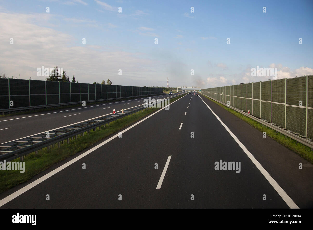 Perfect surface and soundproofing walls of modern highway Stock Photo