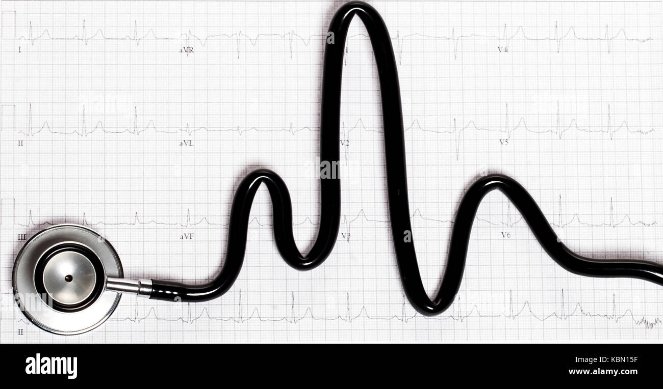 Stethoscope in the shape of heart beat on electrocardiogram Stock Photo Alamy