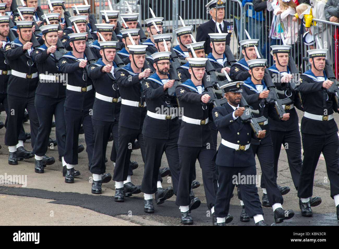 Navy personnel on parade , marching in formation Stock Photo