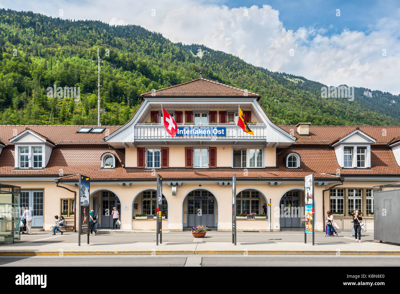 Interlaken, Switzerland May 26, 2016 Interlaken Ost railway station in Interlaken