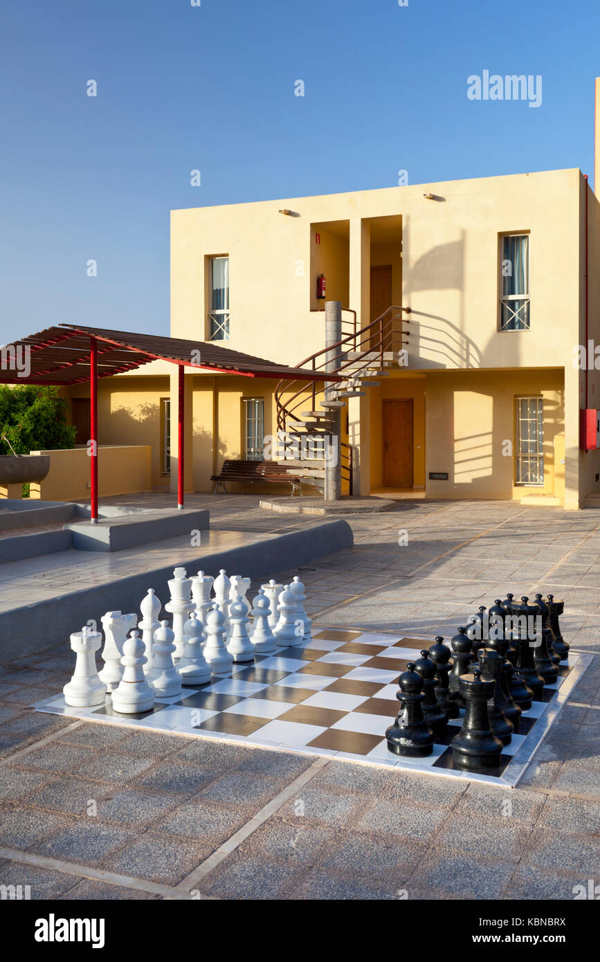 A game of chess set up outside of a hotel in Morro Jable, Fuerteventura  Stock Photo - Alamy