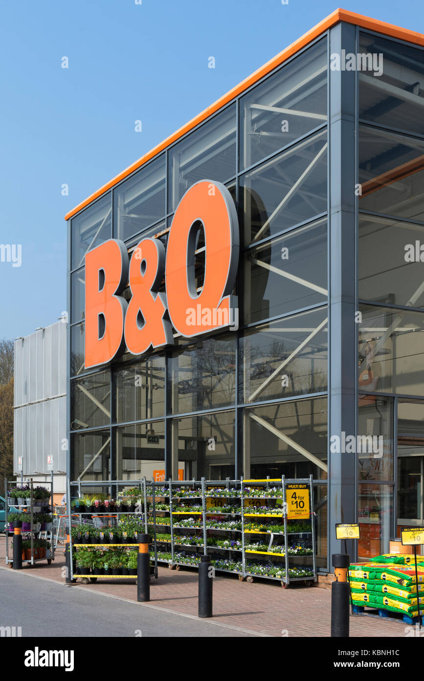 Entrance to B&Q DIY superstore in Torquay, Devon, UK with large ...