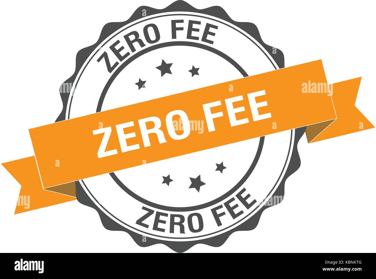 Zero fee stamp illustration Stock Vector