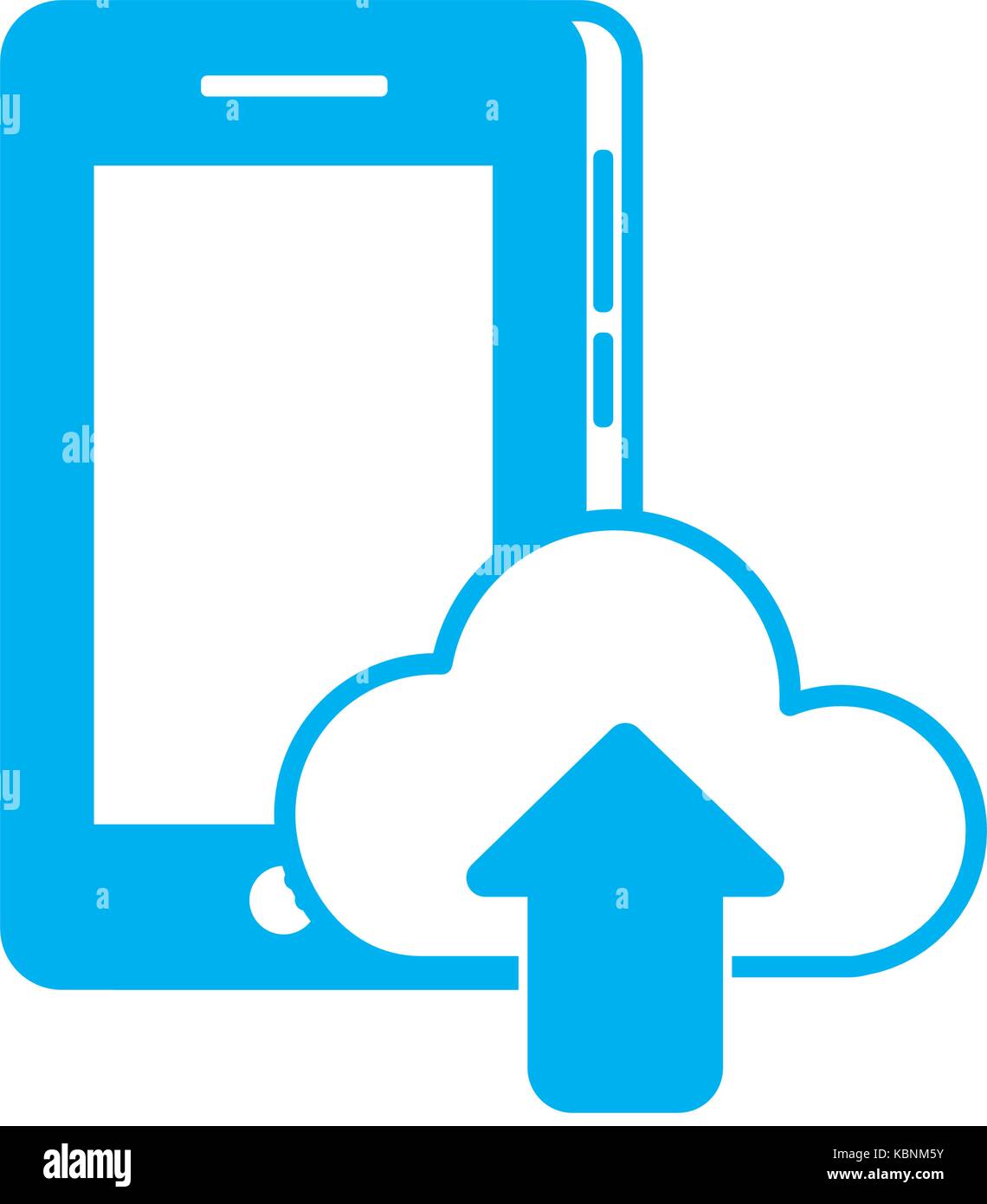 silhouette smartphone technology with cloud data icon Stock Vector ...