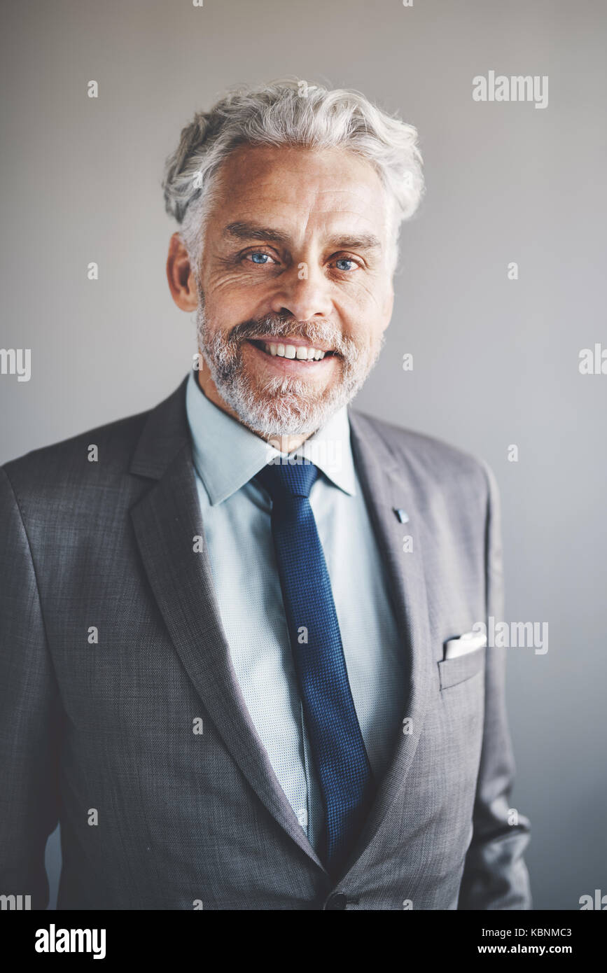 Portrait of a handsome mature businessman wearing a suit smiling ...