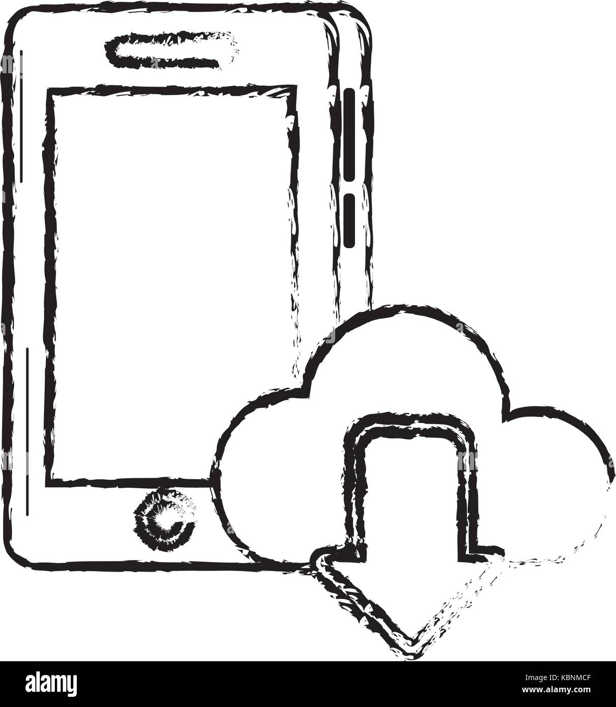 figure smartphone technology with cloud data icon Stock Vector Image ...