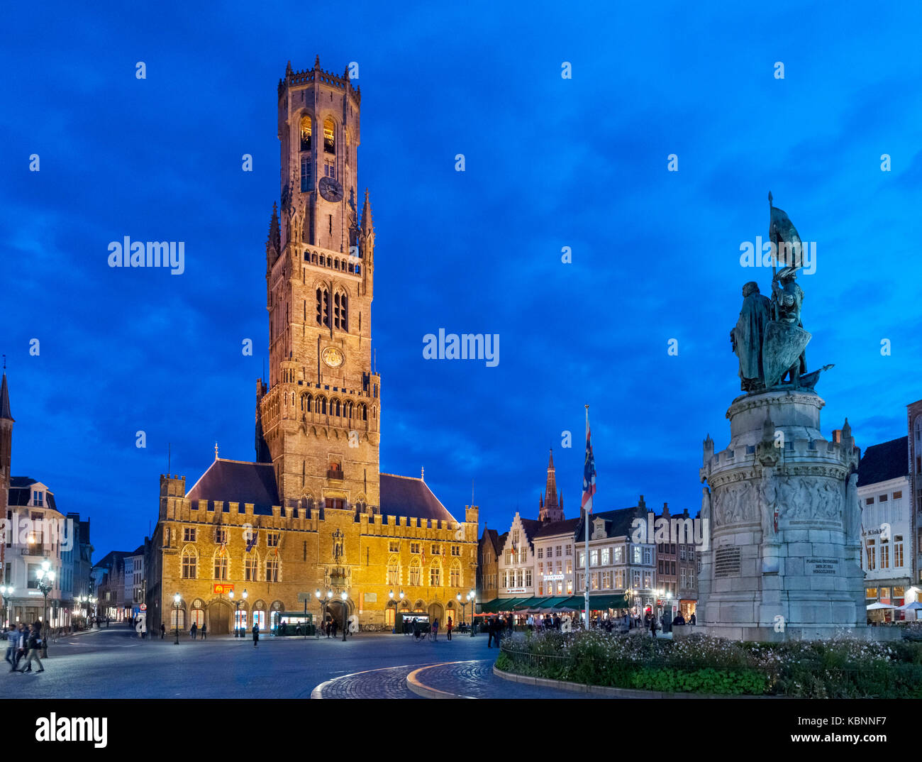 The Belfry of Bruges (Belfort van Brugge), Market Square (Markt), Bruges (Brugge), Belgium Stock Photo
