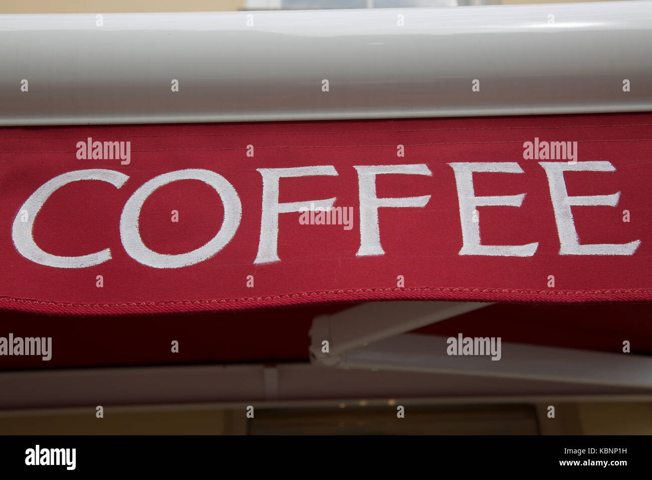 Red and White Coffee Sign Stock Photo - Alamy