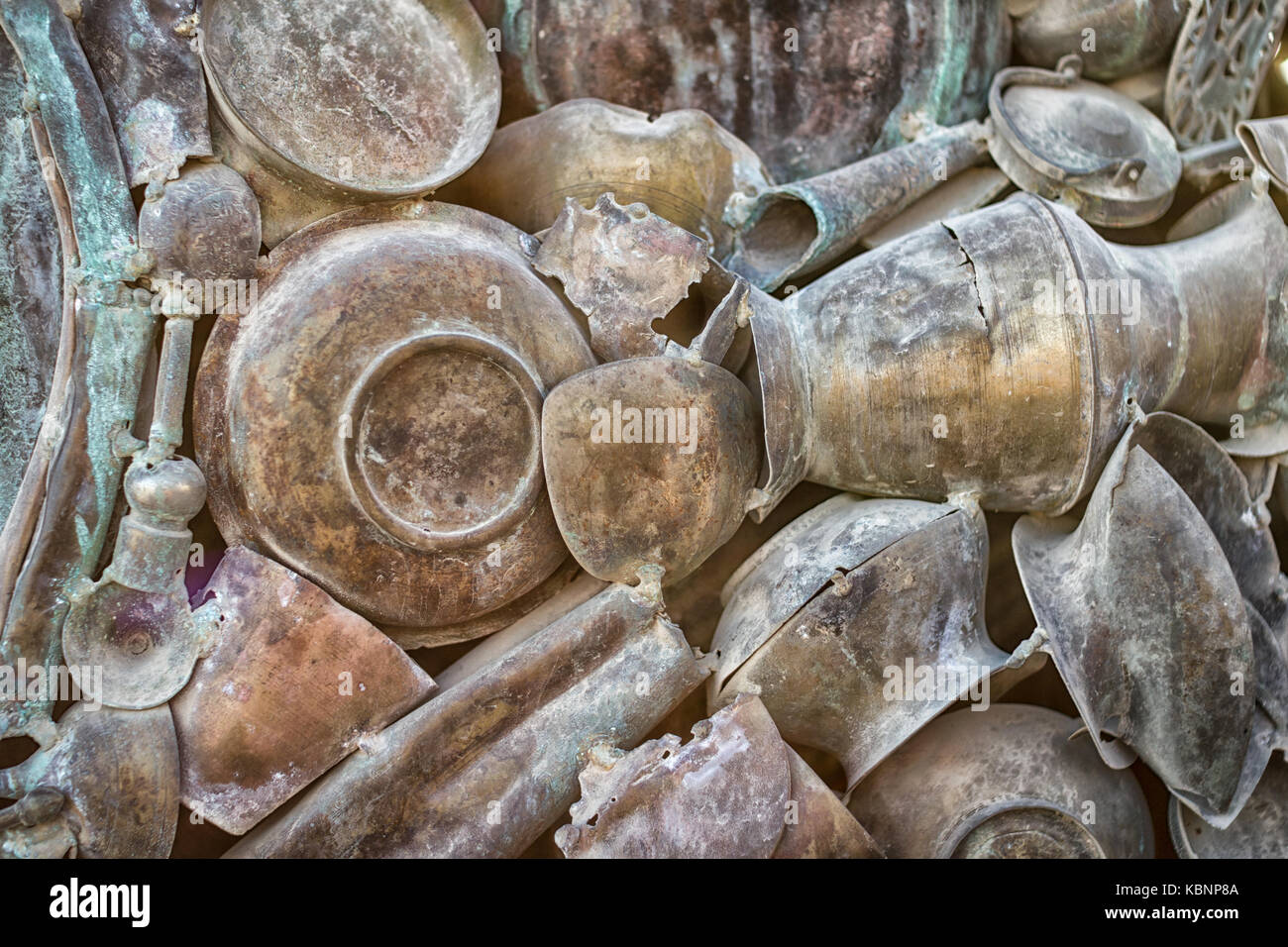 Rusty copper kitchen utensils close up view Stock Photo Alamy