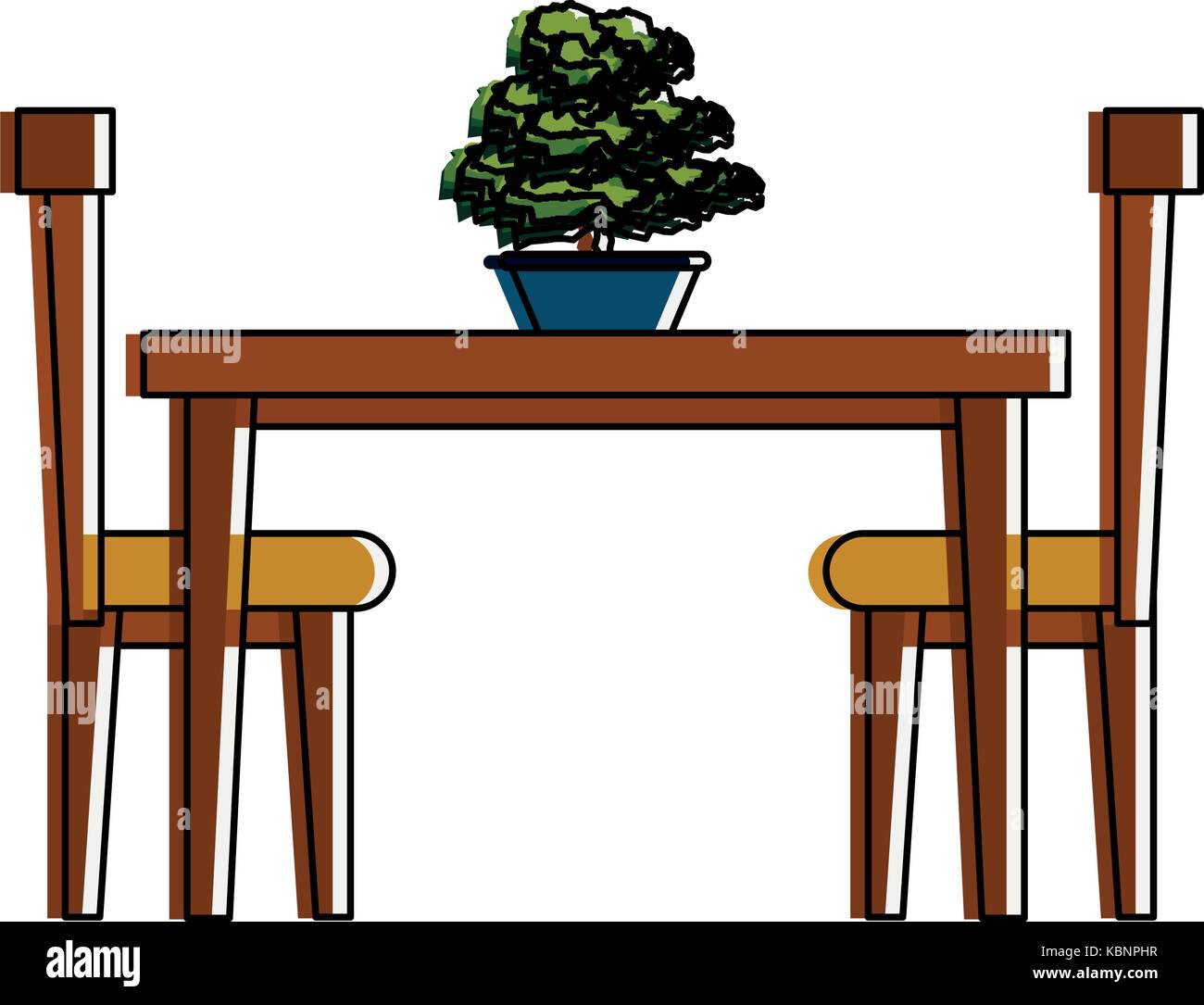 dining table with chairs frontview furniture icon image Stock Vector