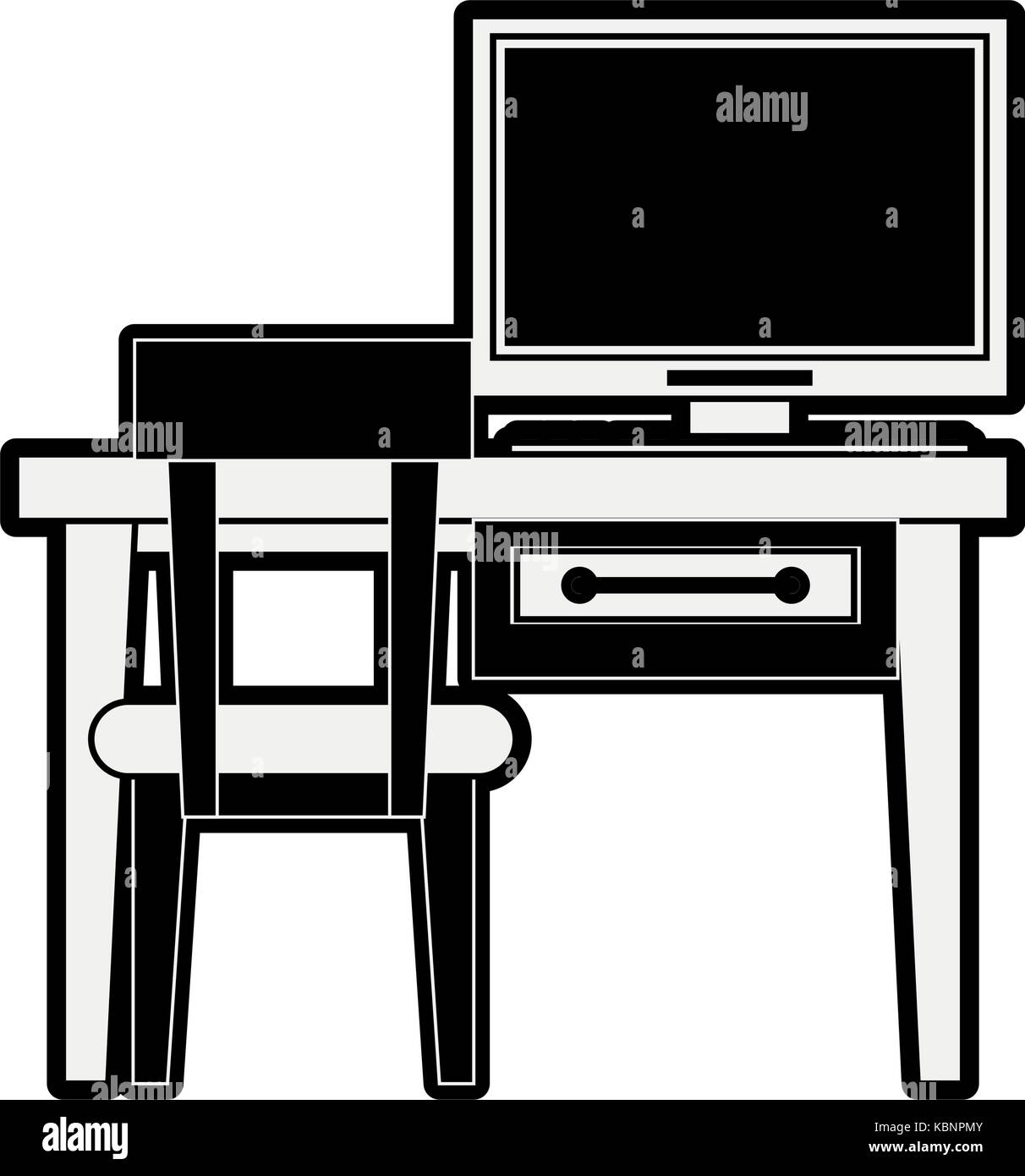 desk computer chair furniture icon image Stock Vector Image & Art - Alamy