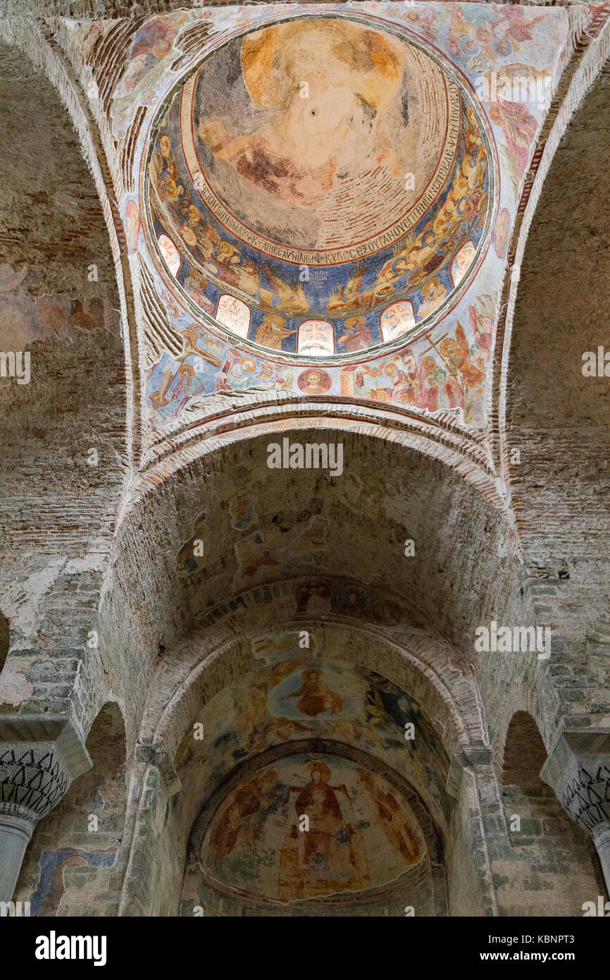Interior of the ancient byzantine church of Hagia Sophia, in Trabzon, Turkey. It is used now as a mosque and known as Aya Sofya Mosque. Stock Photo