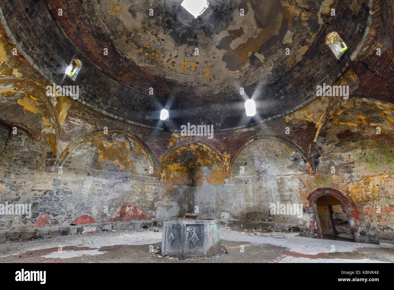 Abandoned historical Turkish Bath built by the Ottomans, in Kars, Turkey. Stock Photo