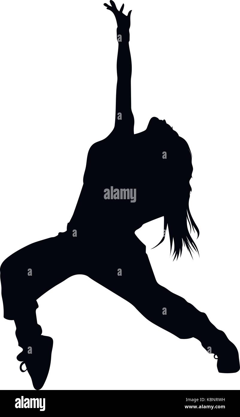 Vector Isolated Silhouette Of A Dancing Girl Hip Hop Break Dance Stock Vector Image And Art Alamy 