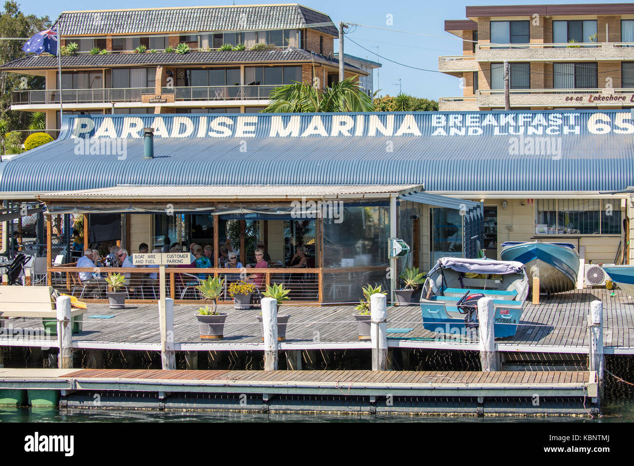 Paradise Marina cafe restaurant on the shores of Wallis Lake , one of