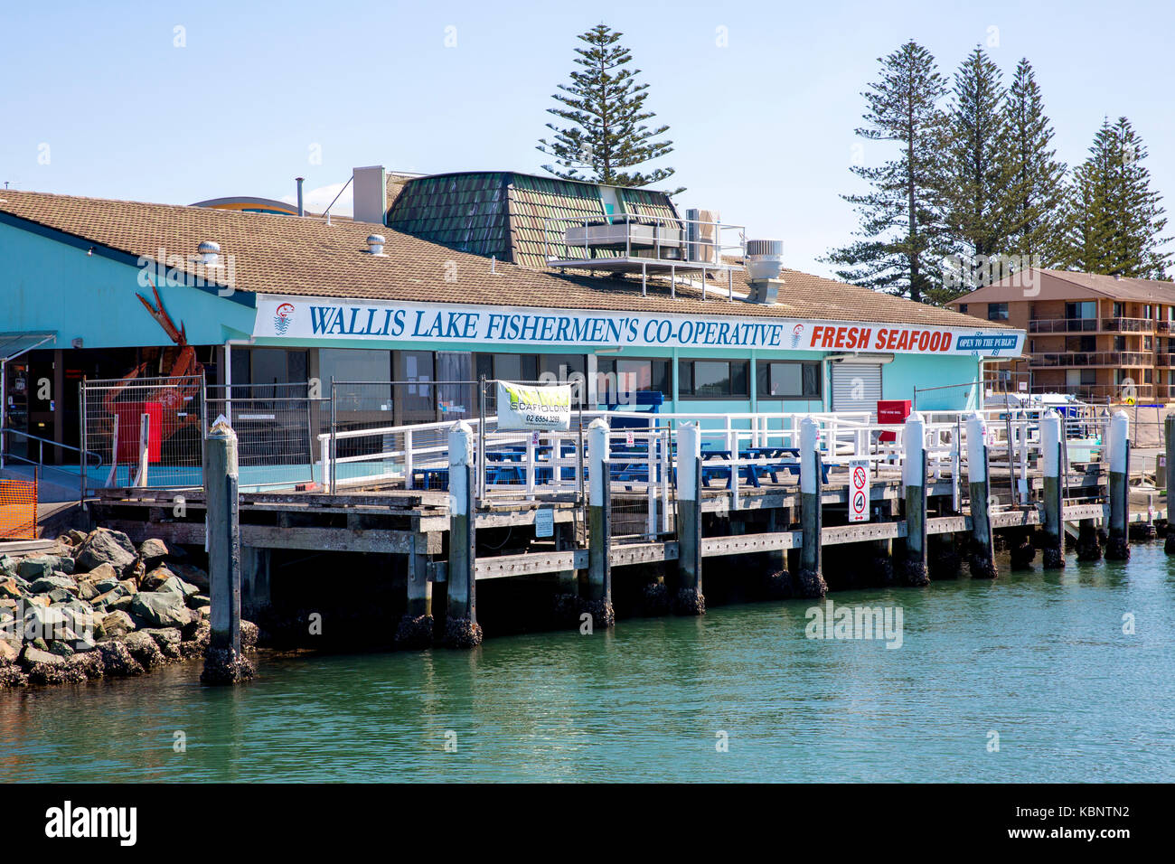 Wallis lake fishermens cooperative on Wallis Lake, Forster, New South Wales,Australia Stock Photo