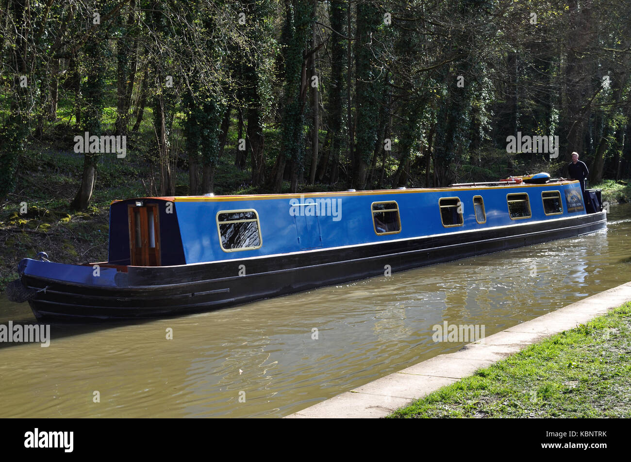 Narrowboat on the Kennet and Avon Canal. Stock Photo