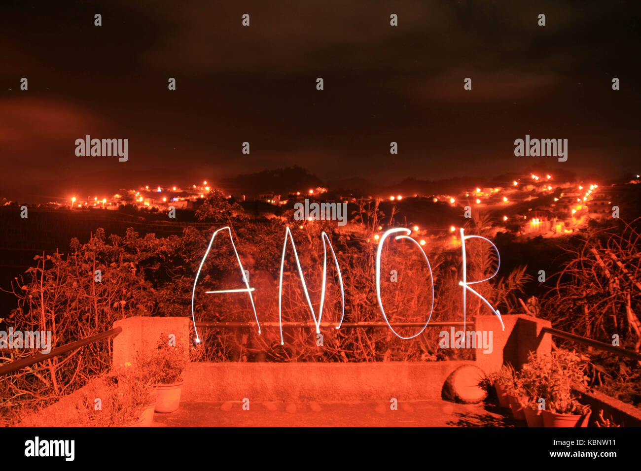 Amor written by light Stock Photo