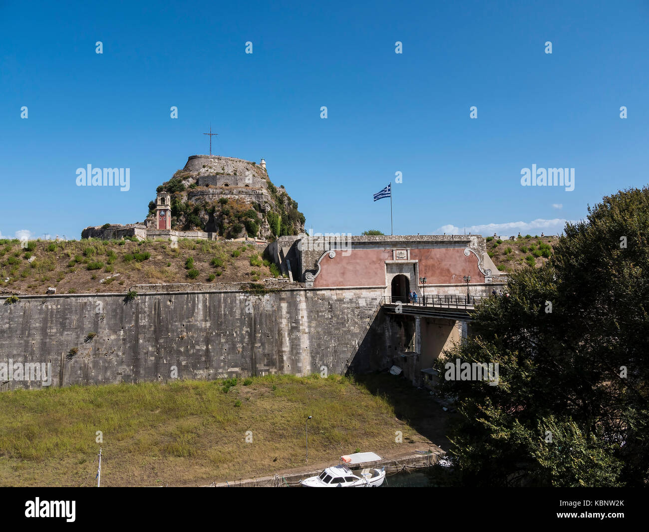 The Old Venetian Fortress in Corfu town on the Greek Island of Corfu Stock Photo