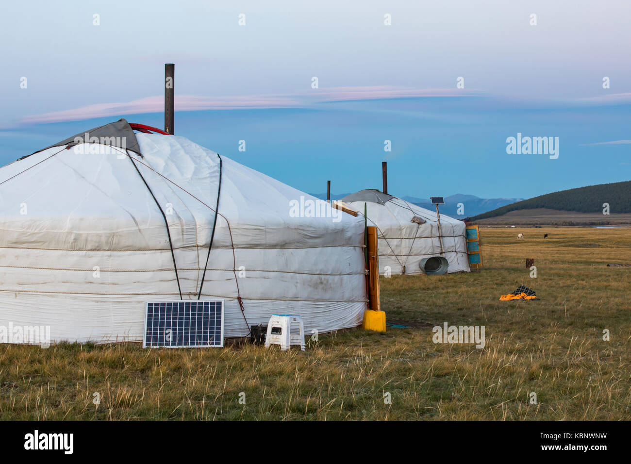 mongolian family gers in a landscape of northern Mongolia Stock Photo ...