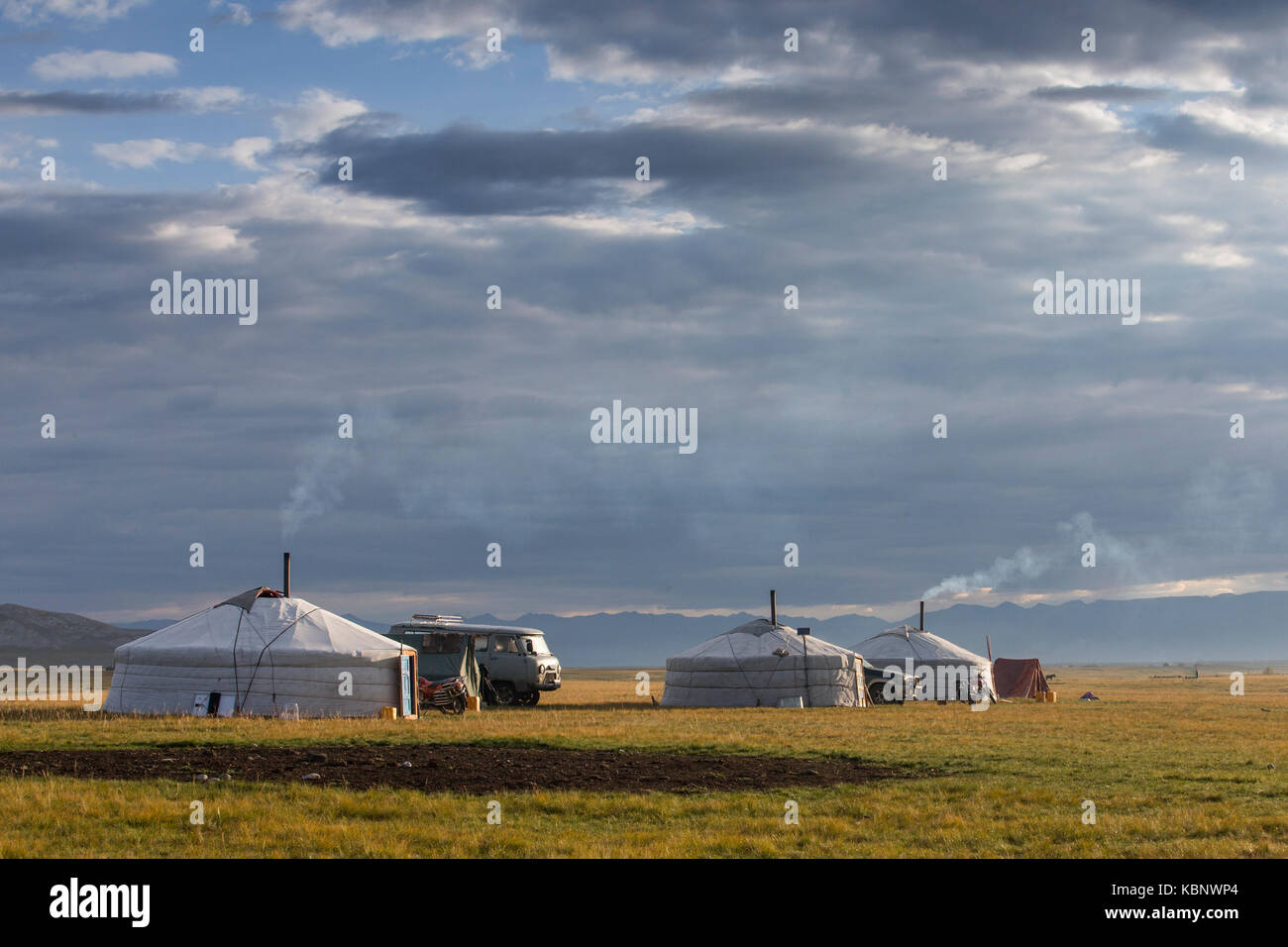 mongolian family gers in a landscape of northern Mongolia Stock Photo ...