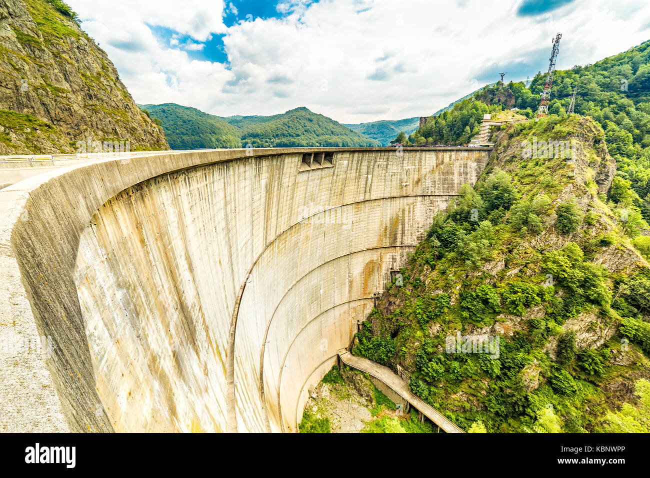 Vidraru dam located in Fagaras mountains, Romania Stock Photo