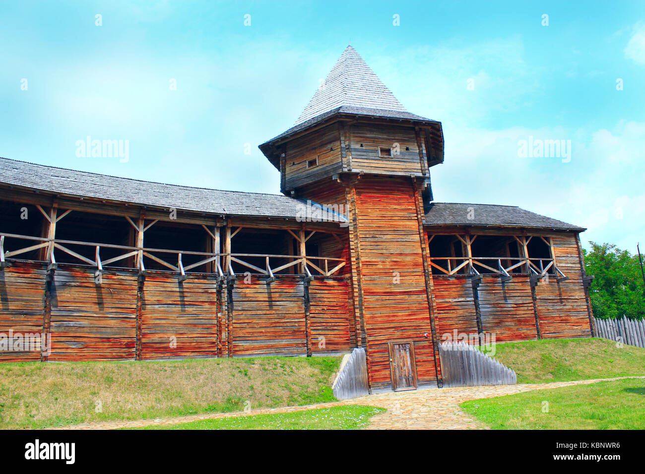 Baturyn Citadel the Cossack Hetmanate. Ancient Slavonic architecture of Baturyn fortress in hetman capital Stock Photo