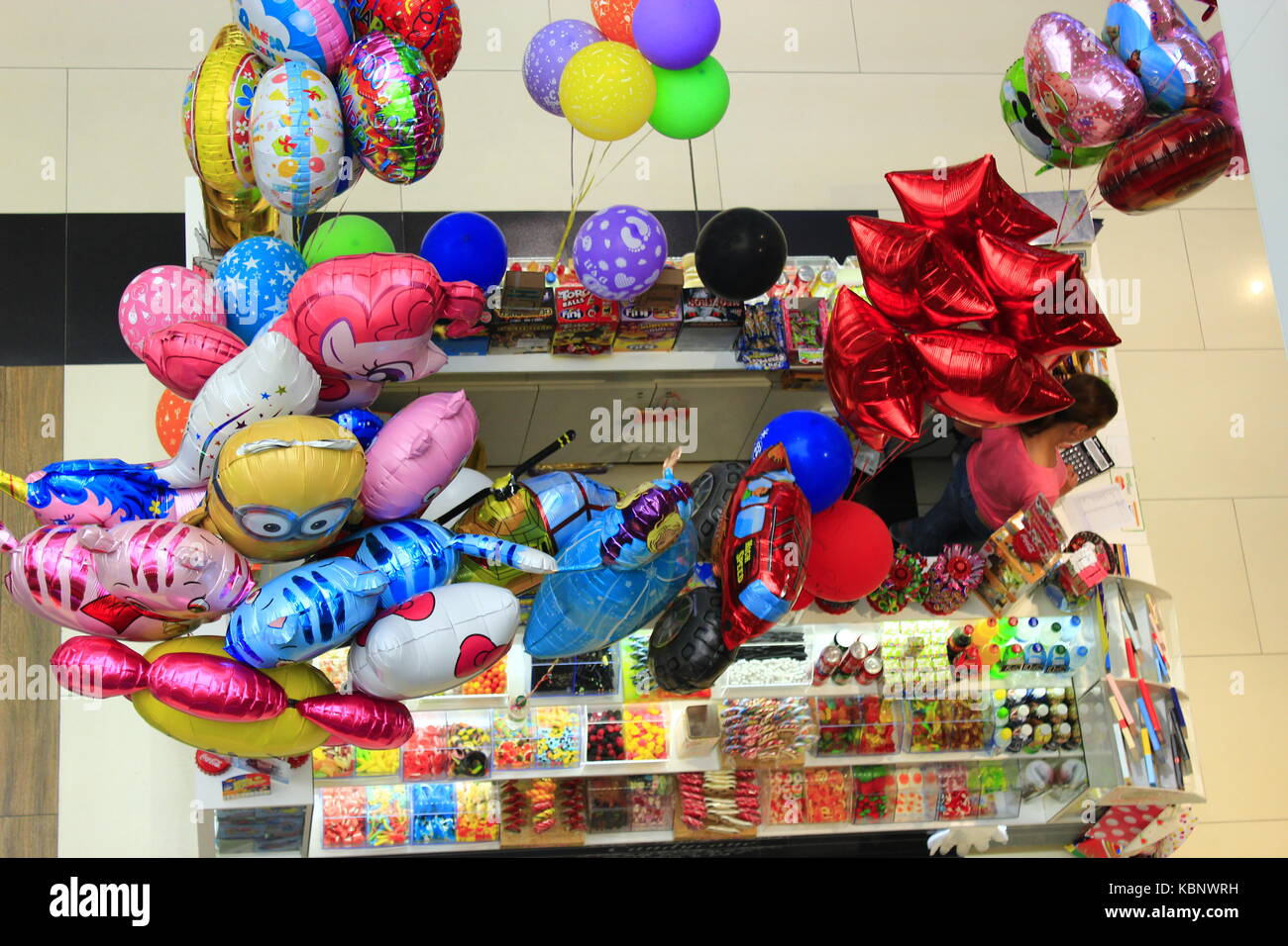 shop of different multicolored balloons and sweets. View from above Stock  Photo - Alamy