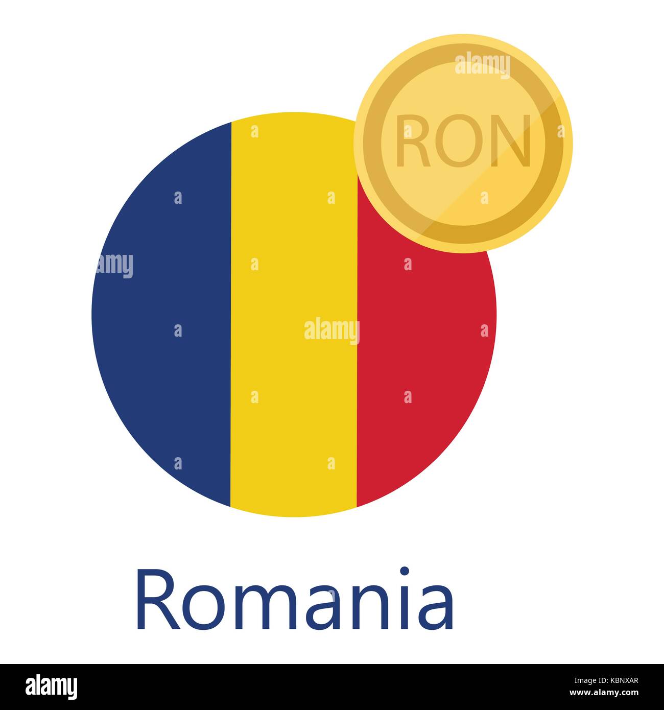 Vector Illustration Romania Round Flag And Currency Symbol Ron Romanian Leu Stock Vector Image Art Alamy