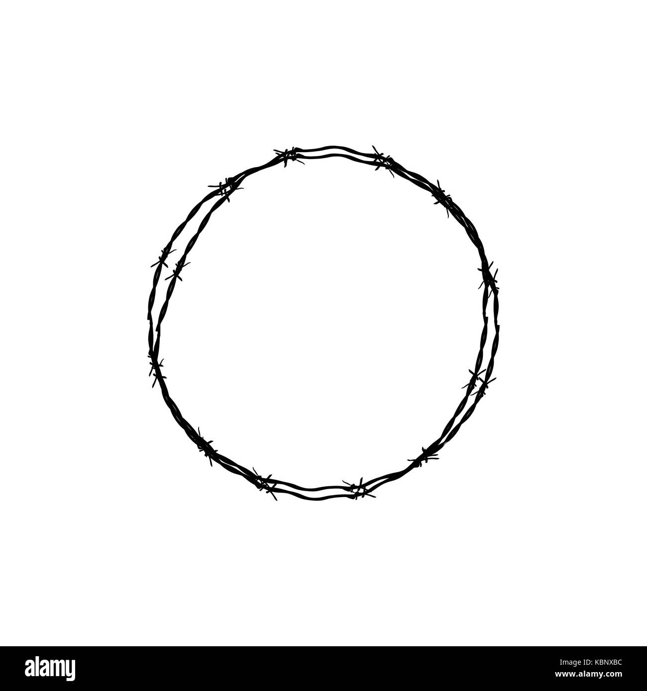 Vector illustration barbed wire circle isolated on white background Stock Vector