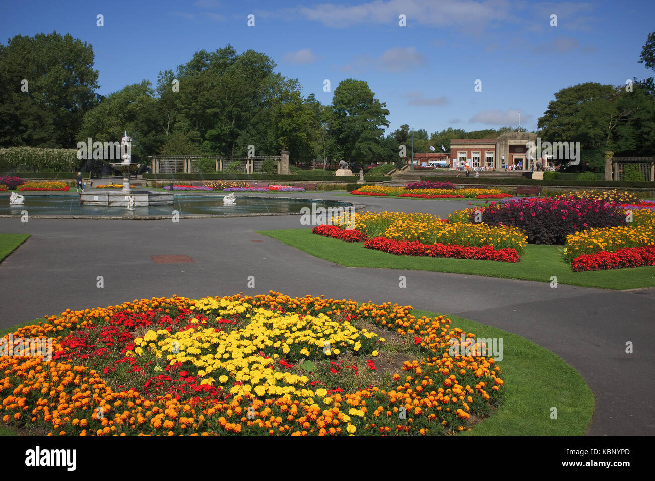 Italian gardens and fountain at Stanley Patk in Blackpool Stock Photo