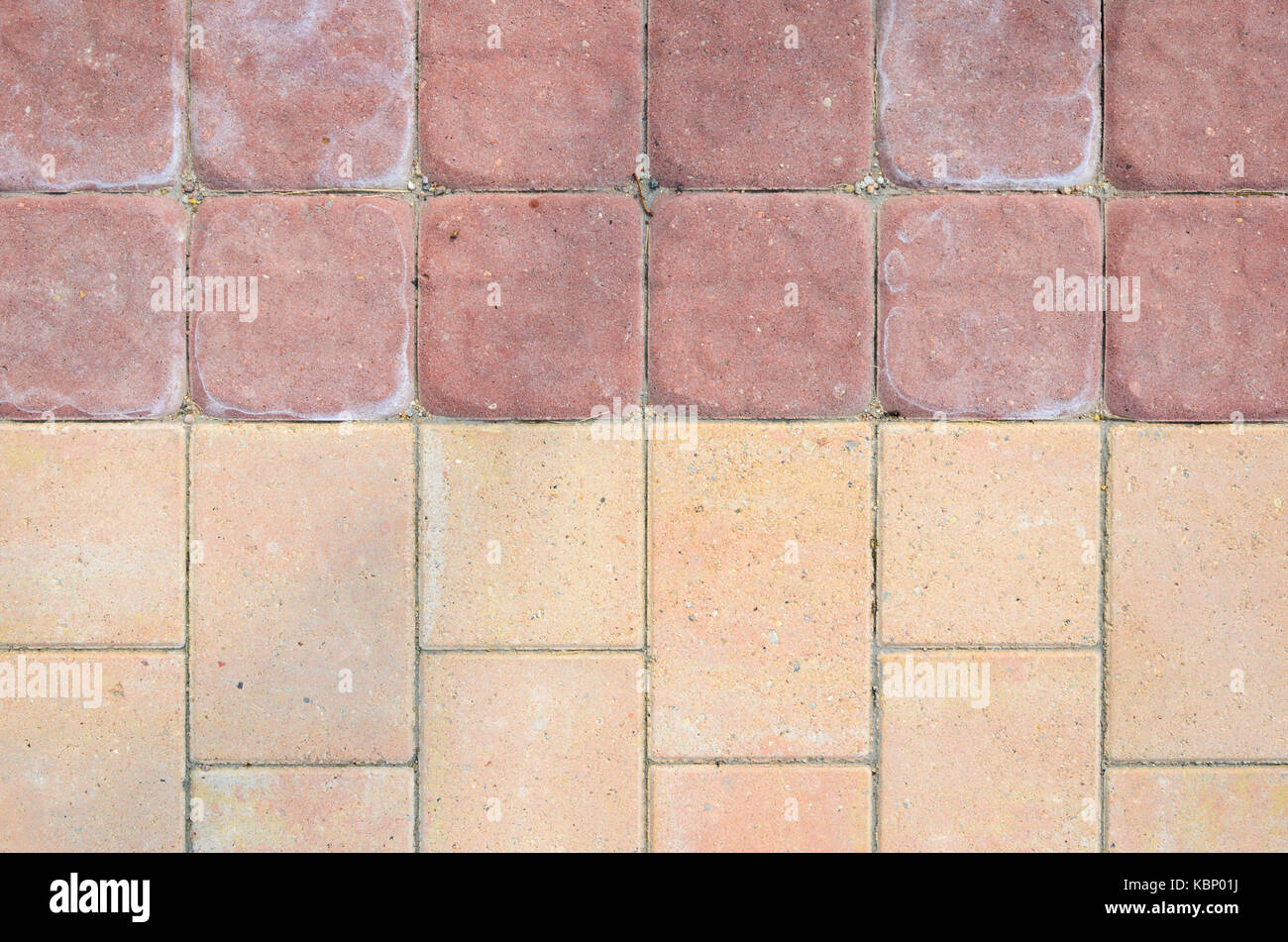 Joint of Two Paving Textures from Concrete Rectangular Blocks. Two ...
