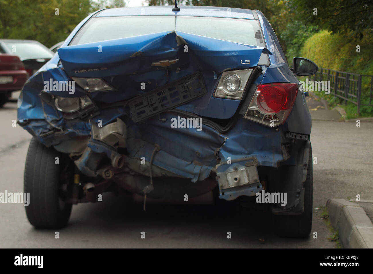 St. Petersburg, Russia, September 30, 2017 chevrolet cruze, accident emergency braking, brake light Stock Photo