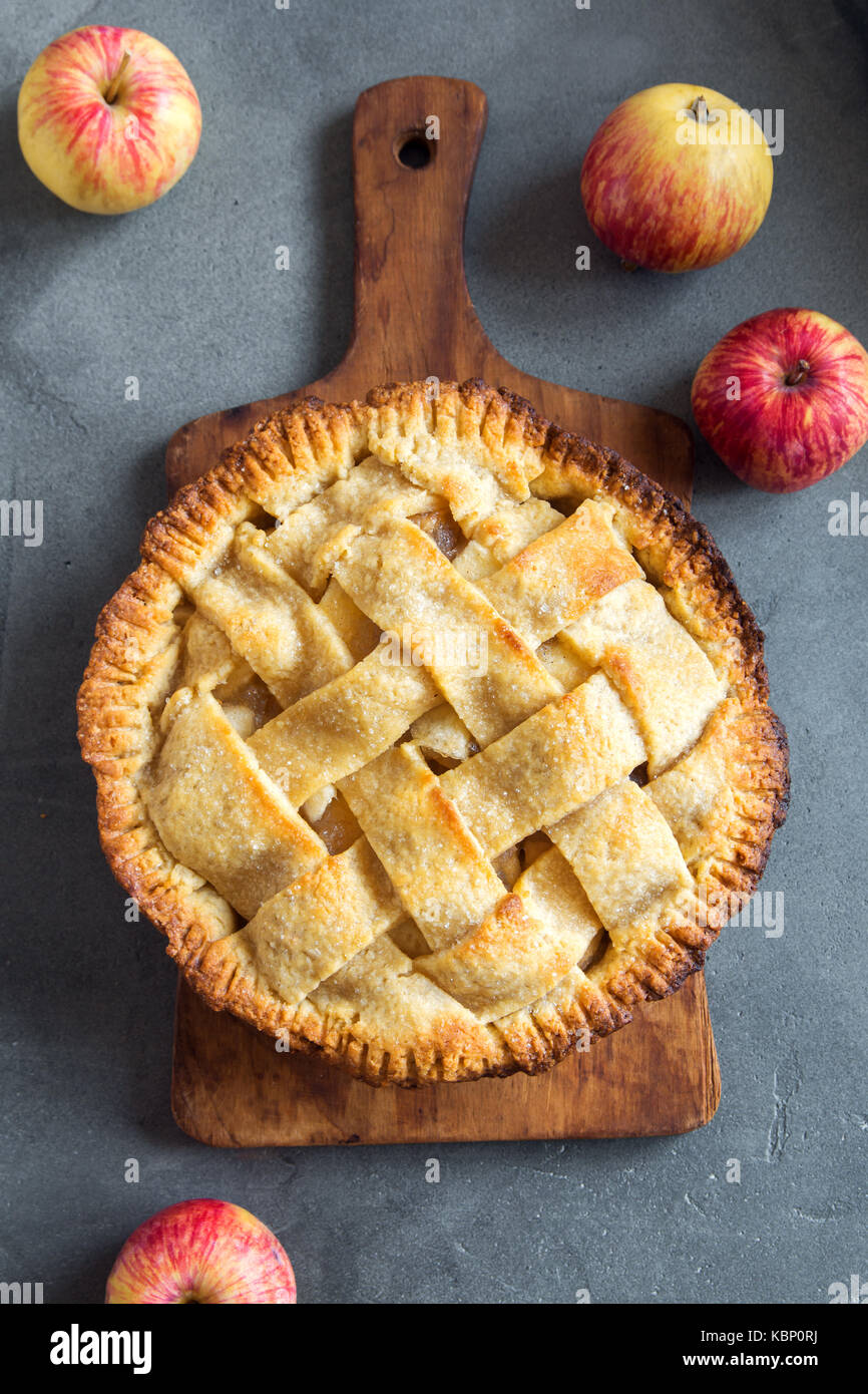 Classic Apple Pie Dessert. Homemade American Pie from Organic Autumn ...