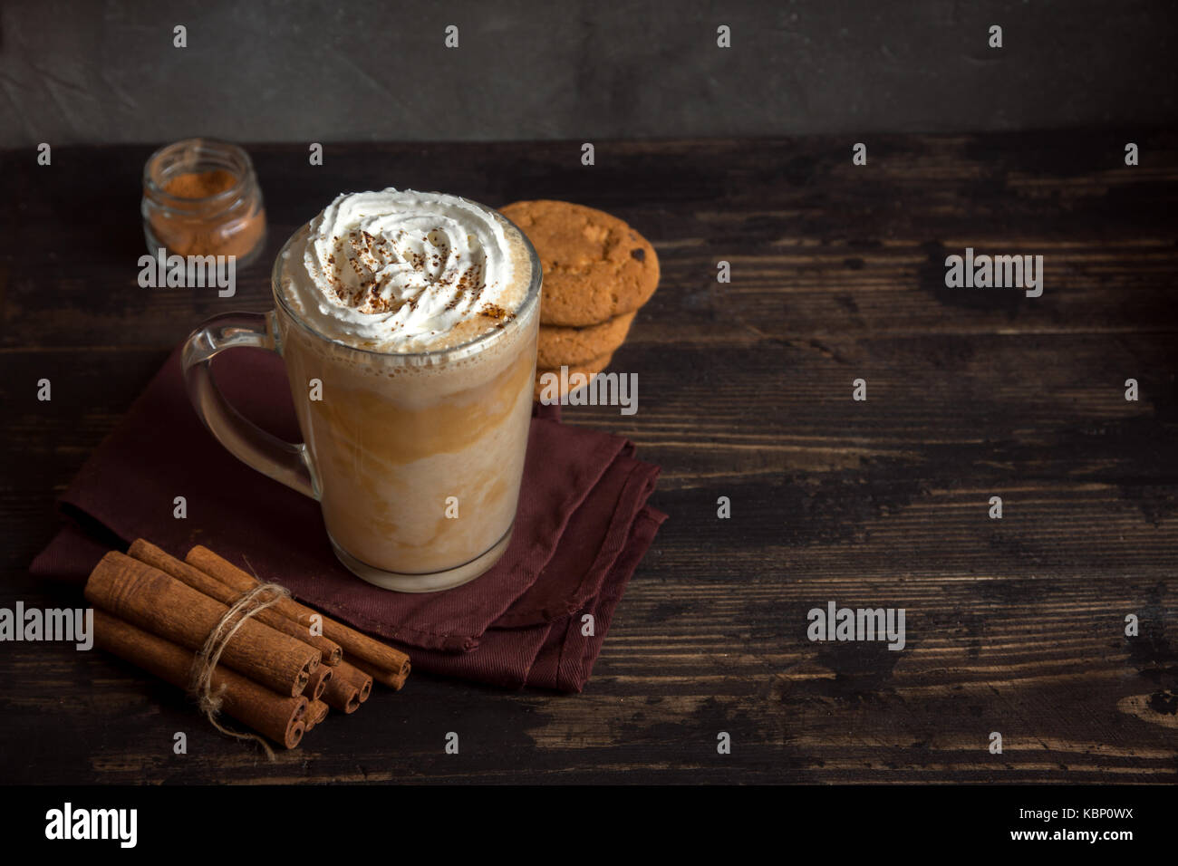 Pumpkin Spice Latte. Cup of Latte with Seasonal Autumn Spices and ...