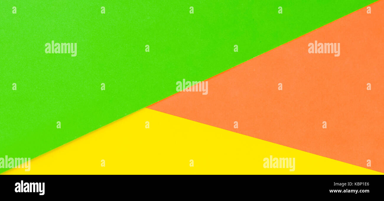 Yellow Green And Orange Color Paper Banner Background Stock Photo