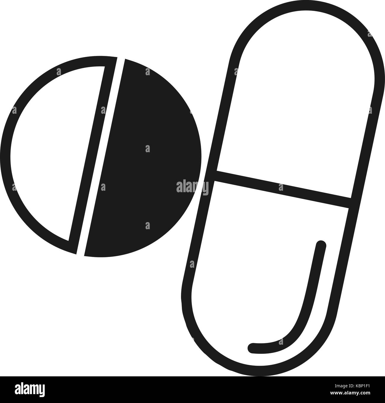 Vector illustration of an icon in the form of a medical tablet and pill ...