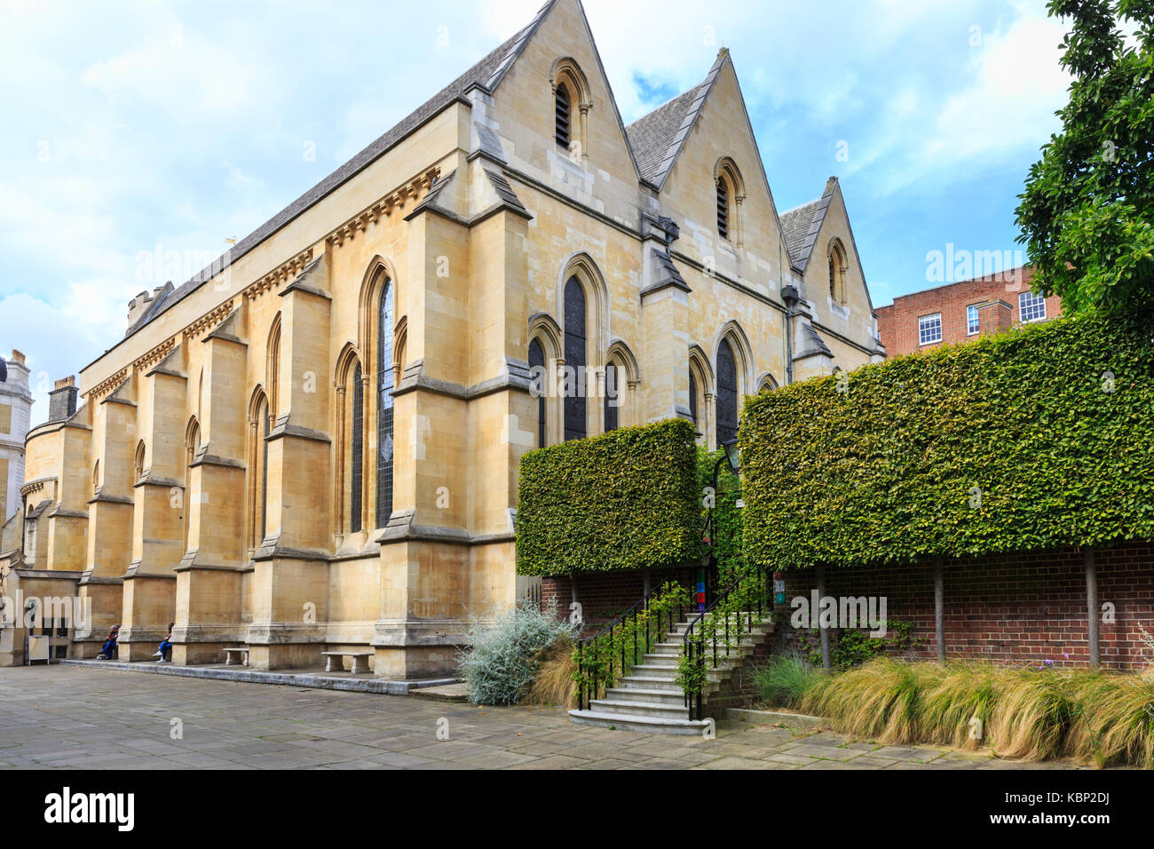 Temple Church exterior, buit by the Knights Templars in London's legal district, Inner and Middle Temple, London, England Stock Photo