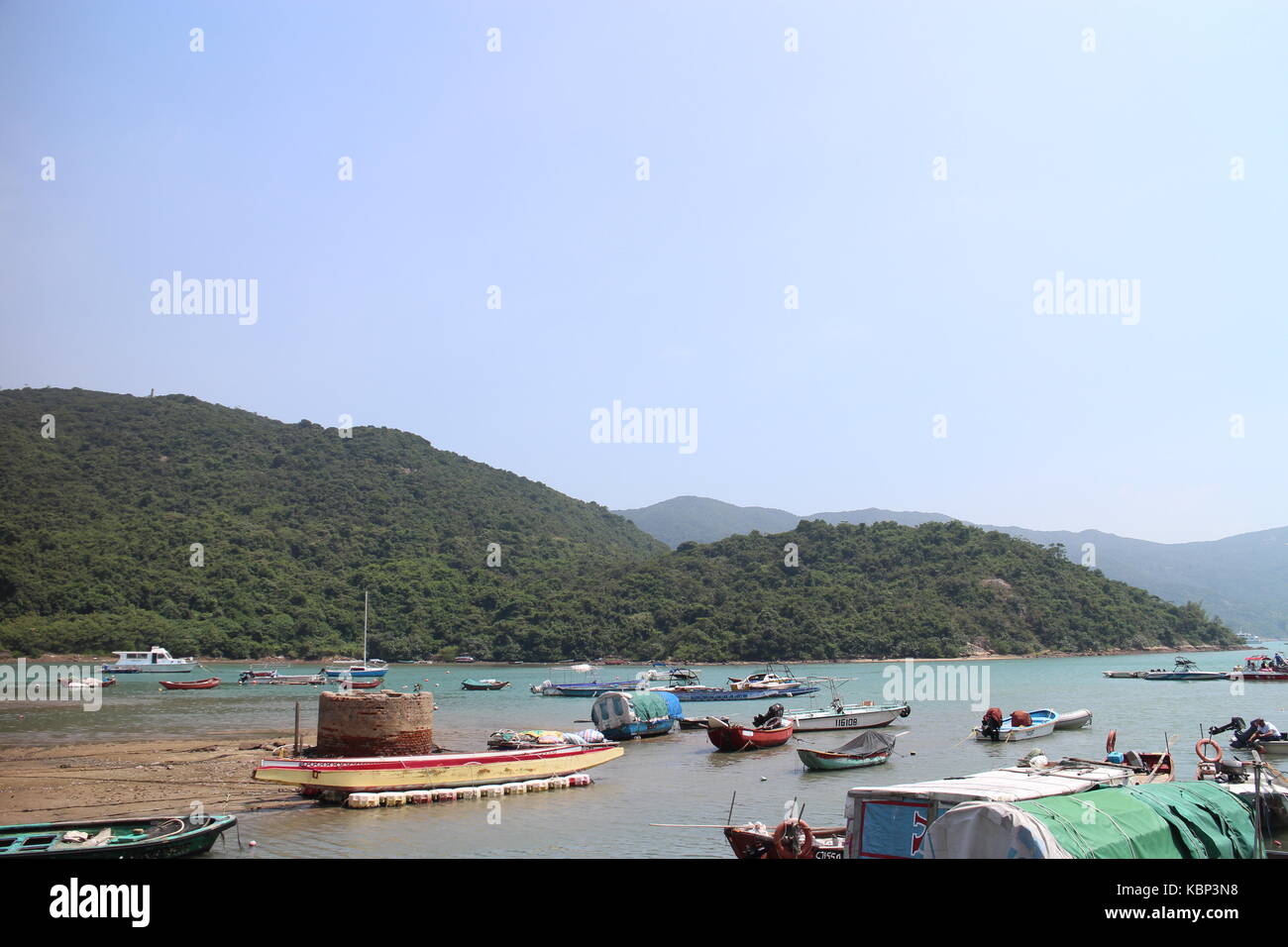 FISHING BOAT STOP AT THE INNER BAY Stock Photo