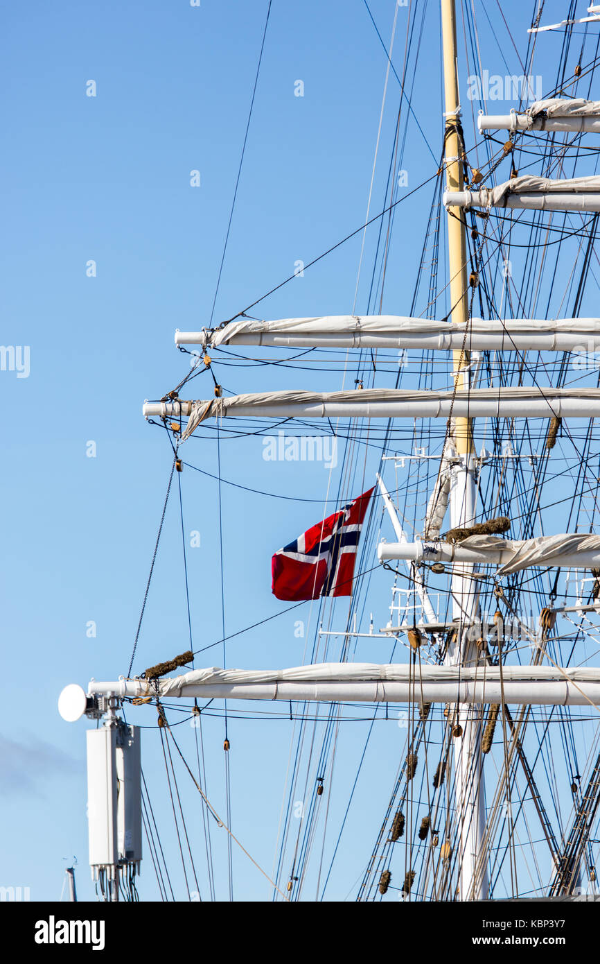 The Sail Training Ship Statsraad Lehmkuhl crewed by young officers and enlisted ranks of the