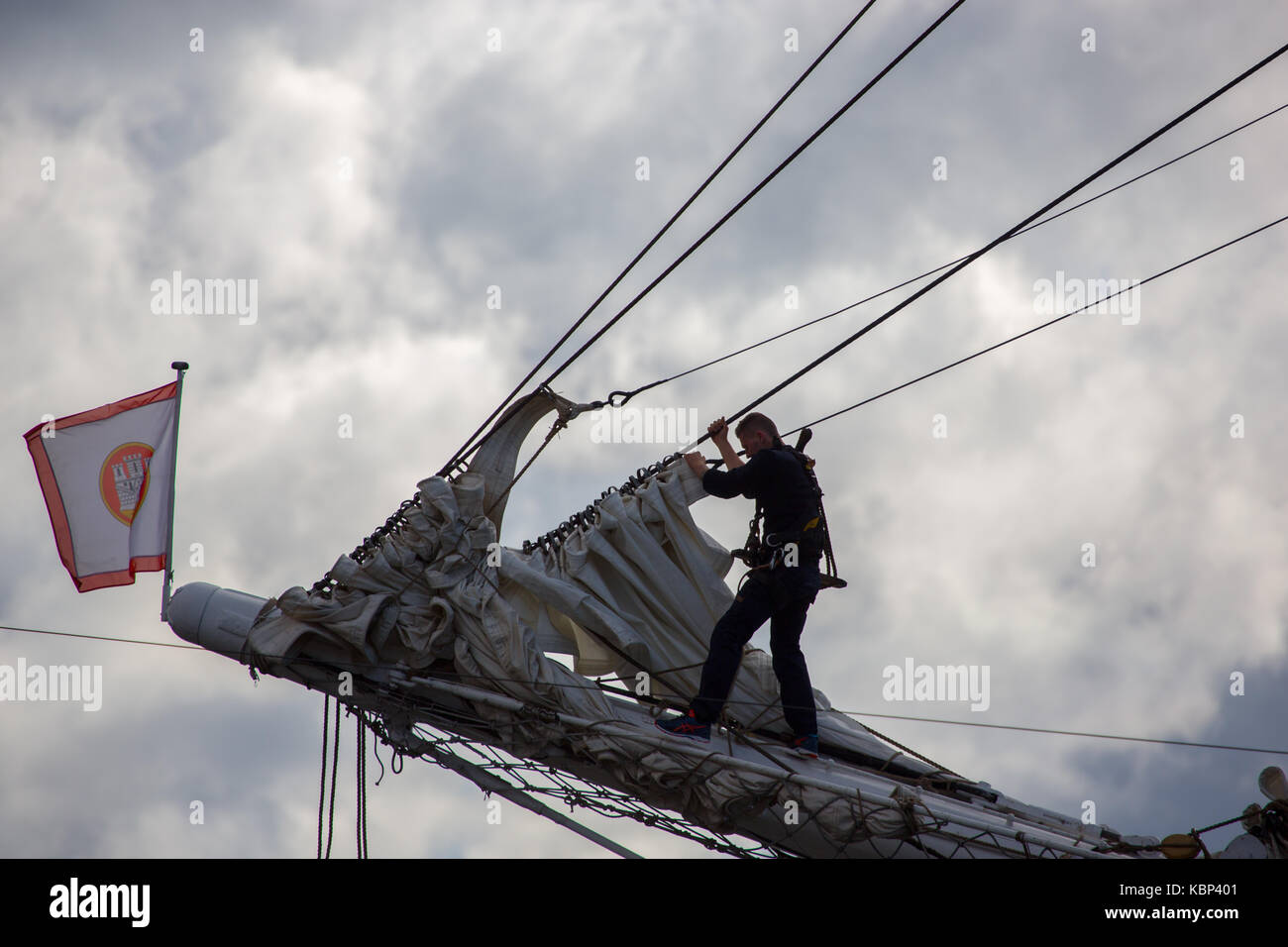 The Sail Training Ship Statsraad Lehmkuhl crewed by young officers and