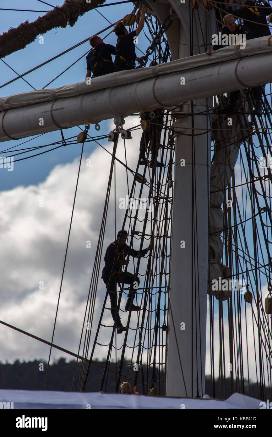 The Sail Training Ship Statsraad Lehmkuhl crewed by young officers and enlisted ranks of the