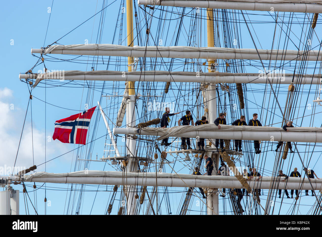 The Sail Training Ship Statsraad Lehmkuhl crewed by young officers and