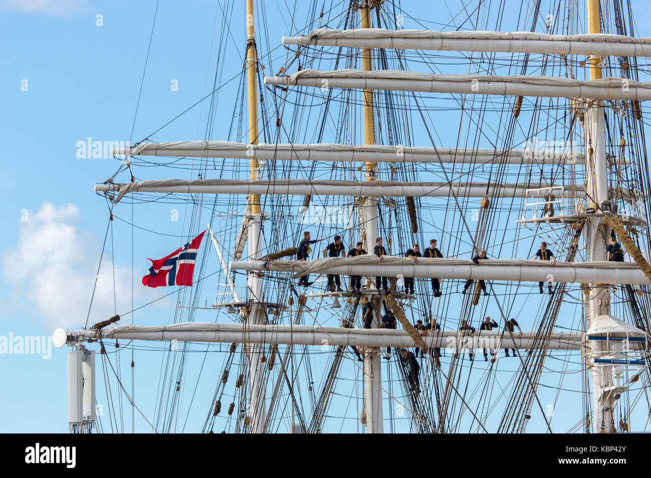 The Sail Training Ship Statsraad Lehmkuhl crewed by young officers and