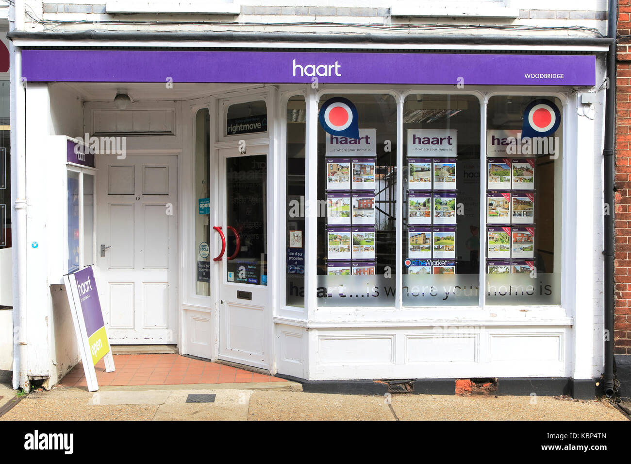 Haart estate agent shop window in Woodbridge, Suffolk, England, UK