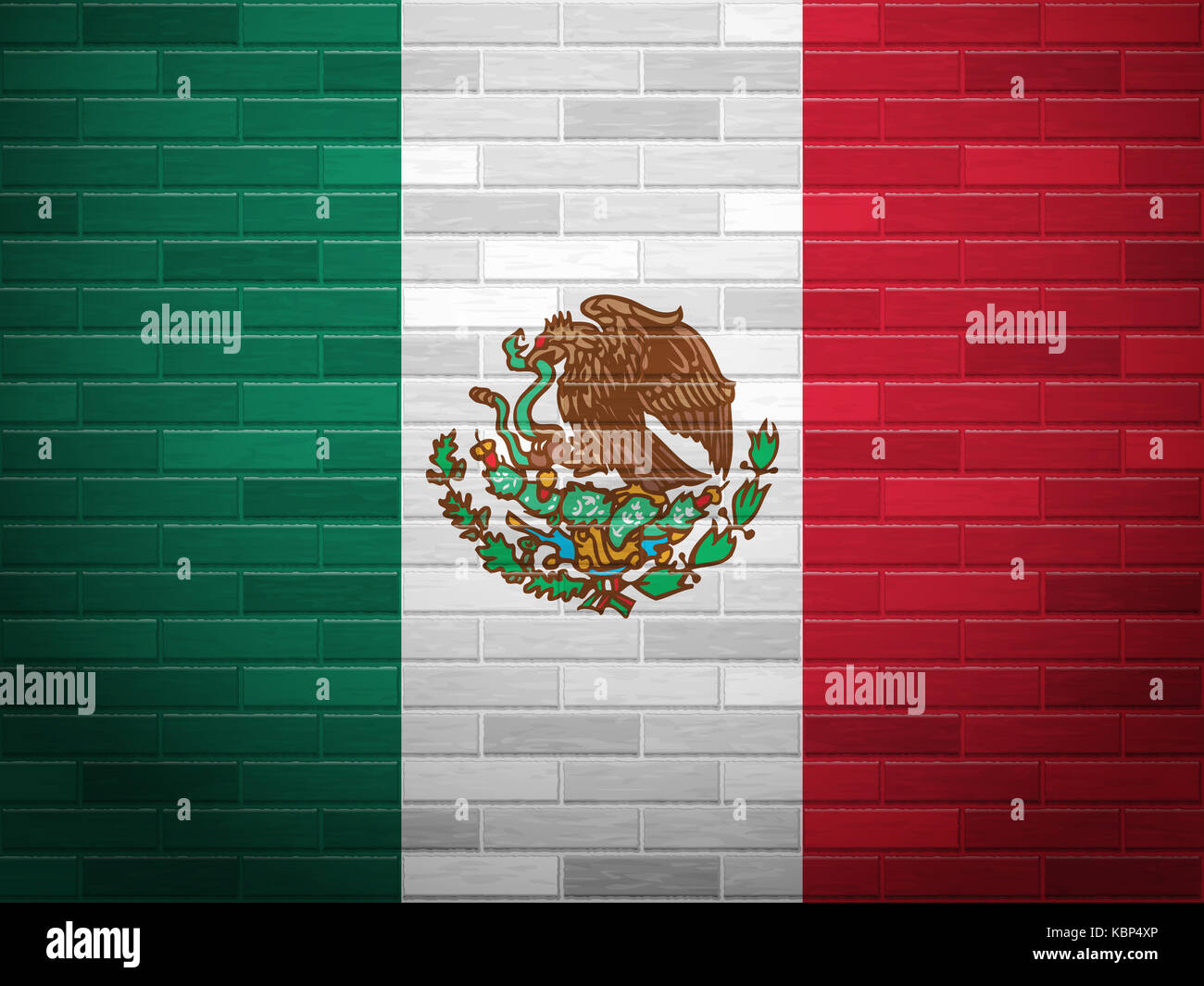 Mexico flag on textured brick wall Stock Photo - Alamy
