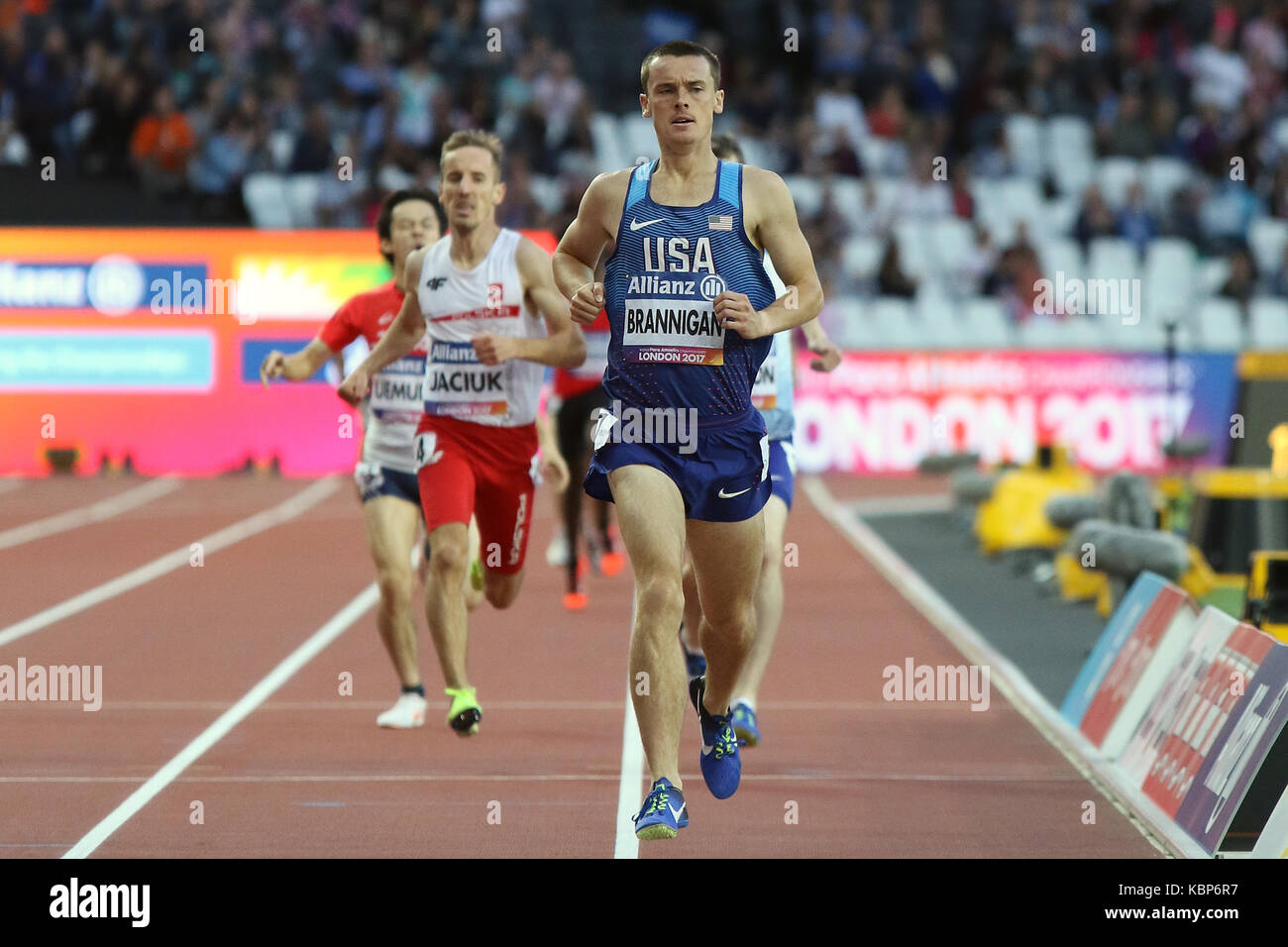 Michael BRANNIGAN of the USA in the Men's 800 m T20 heats at the World Para Championships in London 2017 Stock Photo