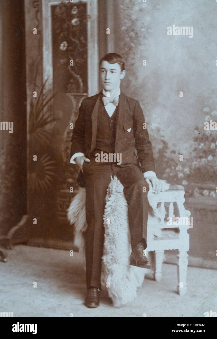 American archive monochrome studio portrait photograph of a young man ...