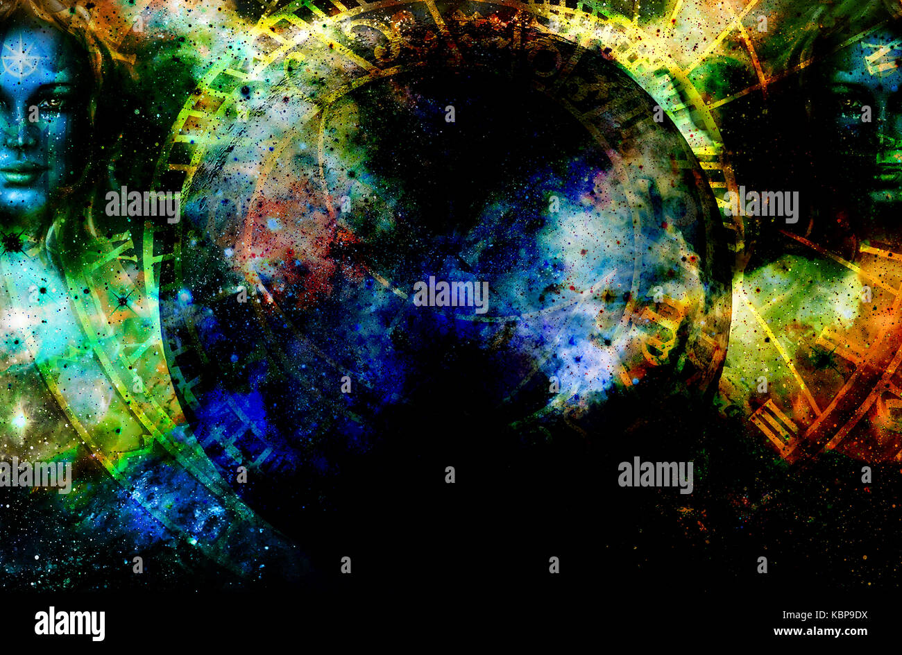 Goddess Woman in Cosmic space and zodiac Stock Photo - Alamy